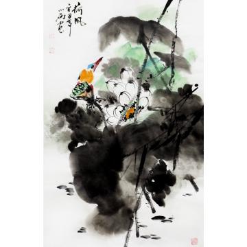 周小雨国画花鸟荷风字画之家