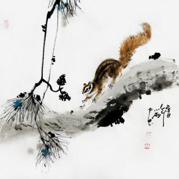 周小雨国画花鸟松风雅趣字画之家
