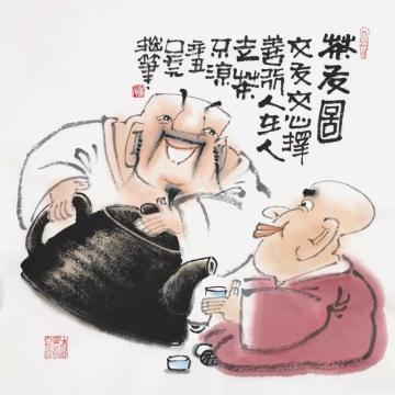 吴元国画人物茶友图字画之家