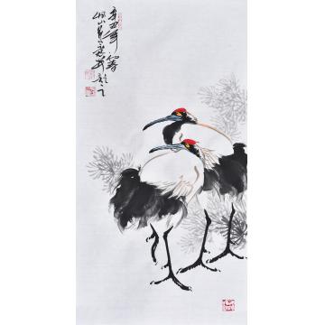 杨怀山国画花鸟松龄鹤寿字画之家