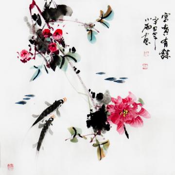 周小雨国画花鸟富贵有余字画之家