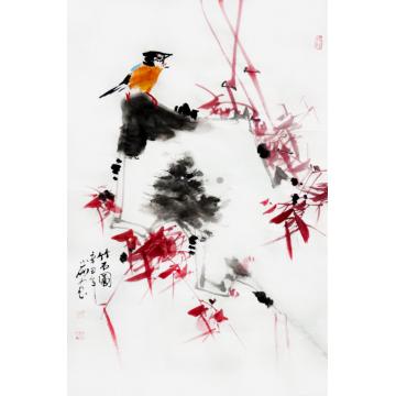 周小雨国画花鸟竹石图字画之家