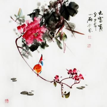 周小雨国画花鸟大富贵字画之家