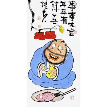 张海波国画人物事事大吉年年有余字画之家