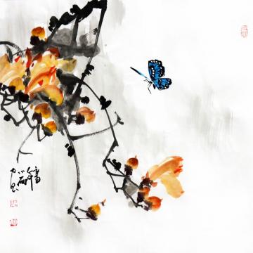 周小雨国画花鸟玉堂花开字画之家