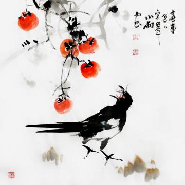 周小雨国画花鸟喜事多多字画之家