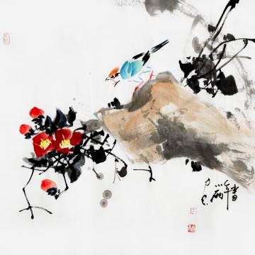 周小雨国画花鸟鸣秋字画之家