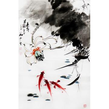周小雨国画花鸟连年有余字画之家