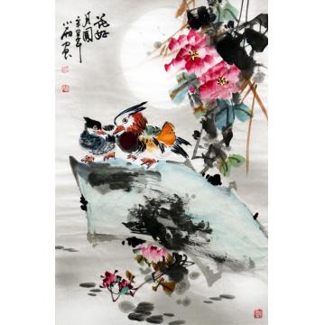 周小雨国画花鸟花好月圆字画之家