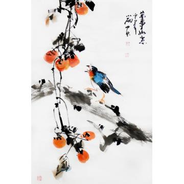 周小雨国画花鸟万事如意字画之家