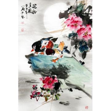 周小雨国画花鸟花好月圆字画之家