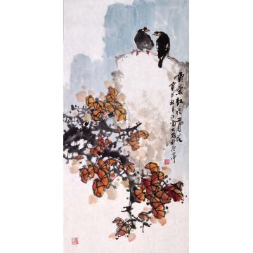朱大成国画花鸟霜叶红于二月花字画之家