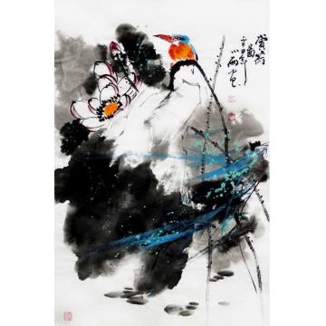 周小雨国画花鸟赏荷图字画之家