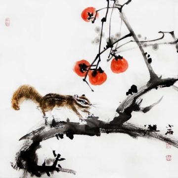 周小雨国画花鸟秋趣图字画之家