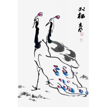 李东风国画花鸟双栖字画之家