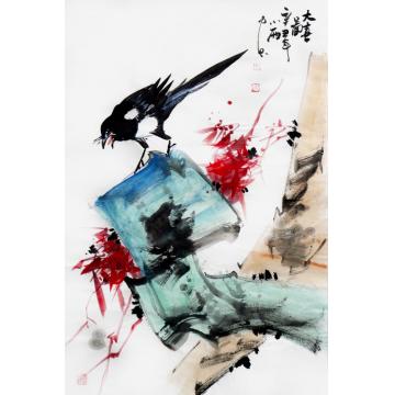 周小雨国画花鸟大喜图字画之家