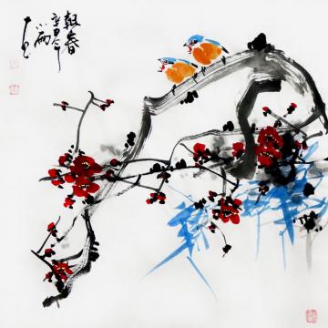 周小雨国画花鸟报春字画之家
