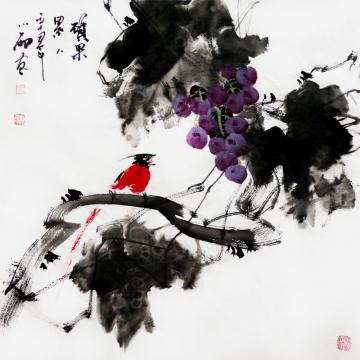 周小雨国画花鸟硕果累累字画之家