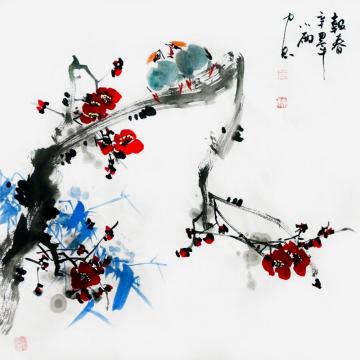 周小雨国画花鸟报春字画之家
