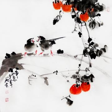 周小雨国画花鸟事事如意字画之家
