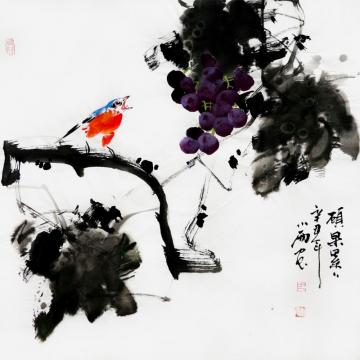 周小雨国画花鸟硕果累累字画之家