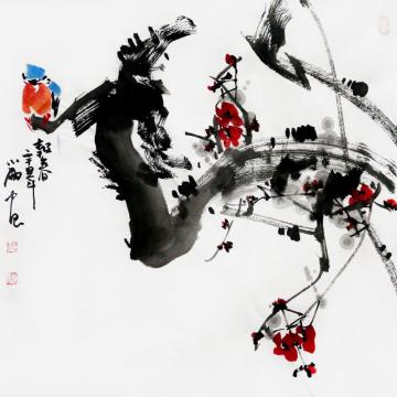 周小雨国画花鸟报春字画之家