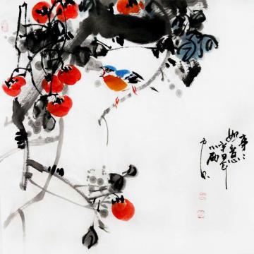 周小雨国画花鸟事事如意字画之家