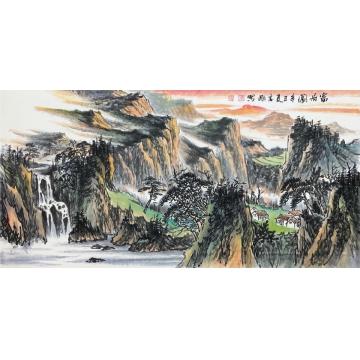 郭志刚国画山水富居图-展览作品字画之家