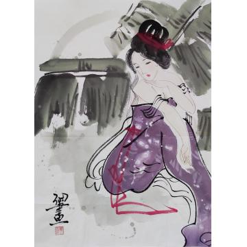 鲁叁田国画人物美人图字画之家