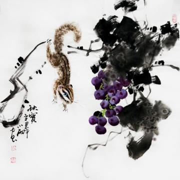 周小雨国画花鸟秋实字画之家