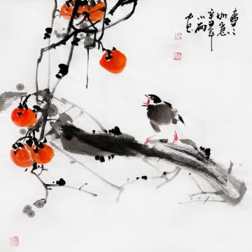 周小雨国画花鸟事事如意字画之家