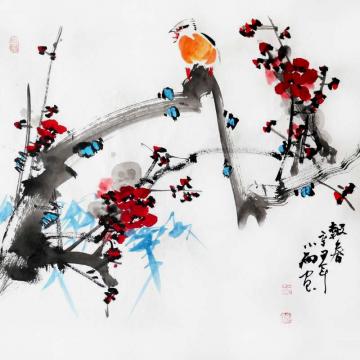 周小雨国画花鸟报春字画之家