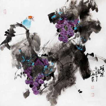 周小雨国画花鸟硕果图字画之家