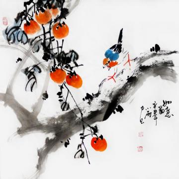 周小雨国画花鸟如意图字画之家
