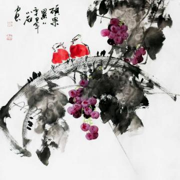 周小雨国画花鸟硕果累累字画之家