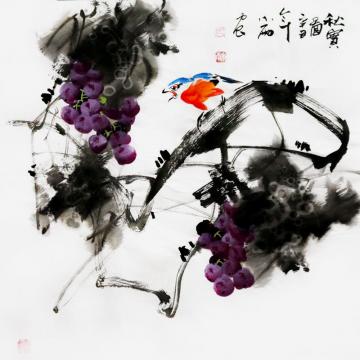 周小雨国画花鸟秋实图字画之家