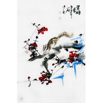 周小雨国画花鸟赏梅图字画之家