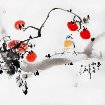 周小雨国画花鸟事事如意字画之家