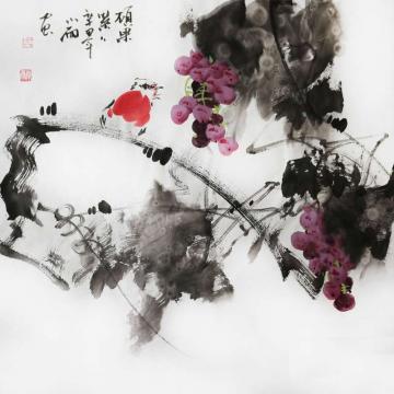 周小雨国画花鸟硕果累累字画之家