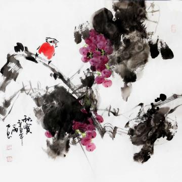 周小雨国画花鸟秋实字画之家