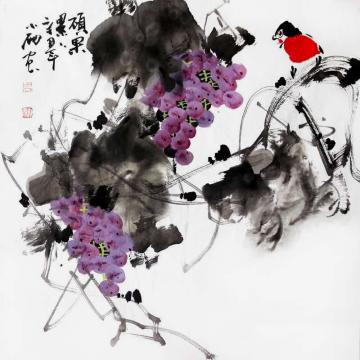 周小雨国画花鸟硕果累累字画之家