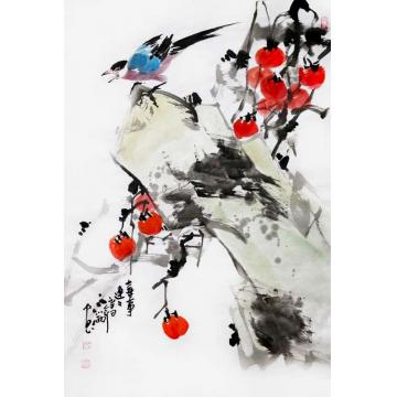 周小雨国画花鸟喜事连连字画之家