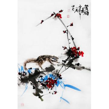 周小雨国画花鸟赏梅图字画之家