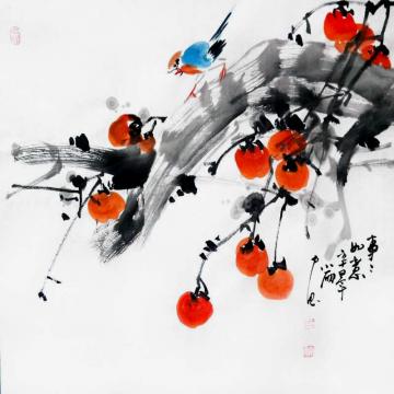 周小雨国画花鸟事事如意字画之家