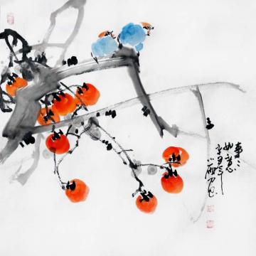 周小雨国画花鸟事事如意字画之家