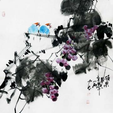 周小雨国画花鸟硕果累累字画之家