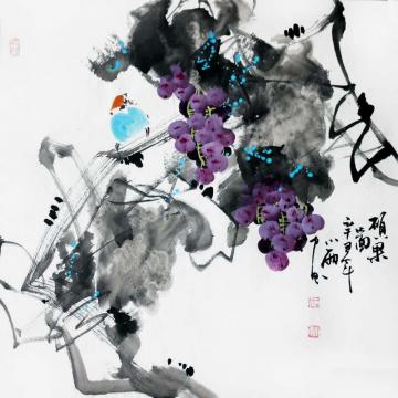 周小雨国画花鸟硕果图字画之家