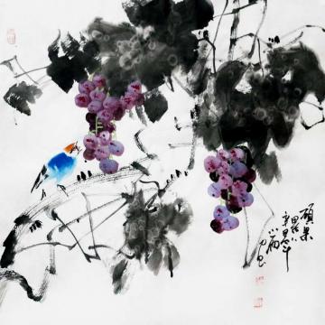 周小雨国画花鸟硕果累累字画之家