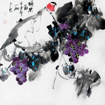 周小雨国画花鸟硕果图字画之家
