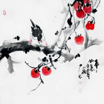 周小雨国画花鸟事事如意字画之家